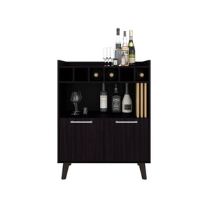 English Elm Bar Cabinet Black+Khaki with 2 Doors 1 Shelf – Compact Engineered Wood Storage, Eco-Friendly Design B097P262383