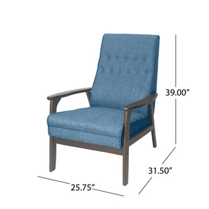 English Elm Christopher Knight Home® - Accent Chair Mid-Century Blue Upholstered Tufted Accent with Rubberwood Frame, Plush 25.75"W x 39"H 66106.00FBLU