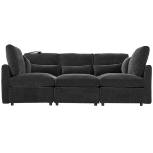 English Elm Modern Sectional Sofa: Versatile U-Shaped Couch With Usb Ports, Movable Ottoman & Lumbar Pillows N719S002050B