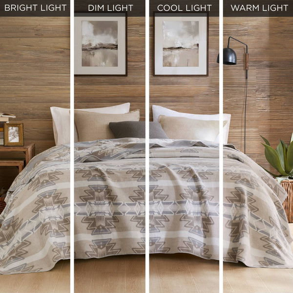 English Elm 1-piece King Jacquard Cotton Blend Blanket Aztec Woven Soft Breathable Bedroom Layer Multi B035P437492