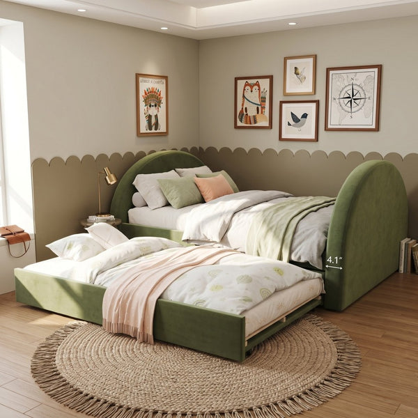 English Elm Full Velvet Upholstered Pull Out Daybed Frame for Guest Rooms and Studio Spaces N757F387578V