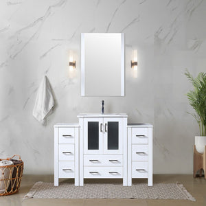 English Elm Volez 48" White Single Bath Vanity with Side Cabinets, Solid Wood, Soft-Close Drawers, Ceramic Top B2731P337014