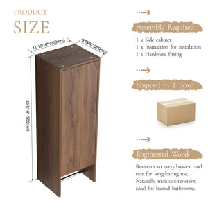 English Elm 12 Inch Wall Mounted Storage Cabinet Soft Close Door Ebony Wood Finish Bathroom W1972P457984