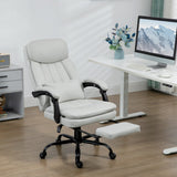 English Elm Vinsetto Microfibre Executive Massage Office Chair, Swivel Computer Desk Chair, Heated Reclining Computer Chair With Lumbar Support Pillow, Cream White