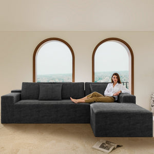 English Elm 104.3*68.9"modular Corduroy Sectional Sofa Two Piece Reversible Chaise for Living Room W3819P448427