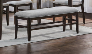 English Elm 1pc Dark Oak Finish Bench with Gray Upholstered Seat, 50" Dining Bench, Modern Durable Wooden Frame B2741P370880