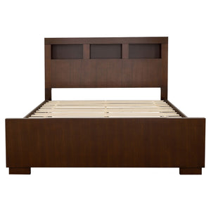 English Elm Emory Queen Bedroom Set Solid Hardwood Bookcase Headboard Built-in Lights Cappuccino B062S00776