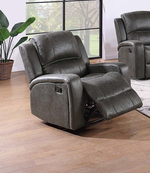 English Elm Single Modern Manual Recliner with Tight Square Arms, Horizontal & Vertical Tufting, Side Handle Comfort B089P240525