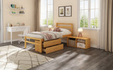 English Elm Twin Size Wood Platform Bed With Removable Storage Shelves, Built-In Two Storage Drawers For Added Convenience, Natural