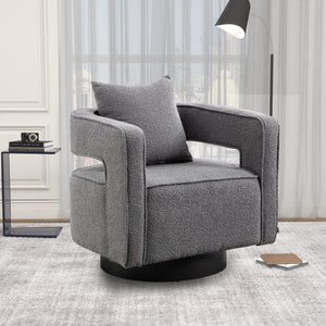 English Elm 29.13"w Boucle Swivel Accent Chair Open Back 360 Rotation Modern Lounge Seating Gray W3188P417878