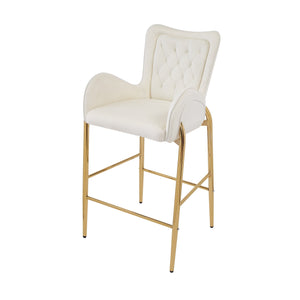 English Elm Christopher Knight Home® - 28.75inch Velvet Counter Height Stool Set of 2 with Tufted Back, Gold Frame & Foam Comfort, 265lb White N762P199823K