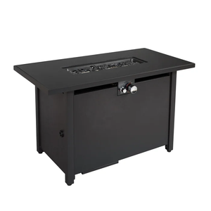 English Elm 25" Black Steel Outdoor Fire Pit Table with Lid, Stainless Top, Lava Rocks, Cover & Side Door B120P205629