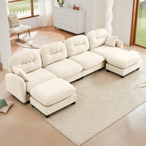 English Elm Modular U-Shaped Sectional Sofa With Ottoman, Soft Chenille Fabric, Tufted Backrest, Elegant Design W714S01373