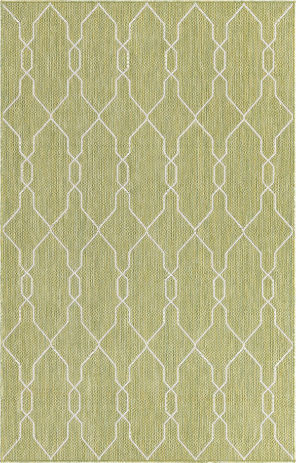 Unique Loom Outdoor Trellis Links Trellis Machine Made Trellis Rug Green, Ivory 5' 1" x 8' 0"