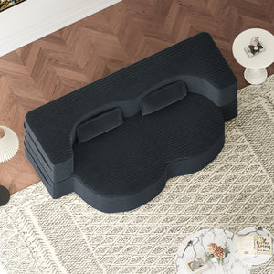 English Elm Modern Full Size Folding Sofa Bed with Plush Corduroy, 2 Pillows, 15" Foam Mattress, No Assembly Required DARK GREY W1885P347083