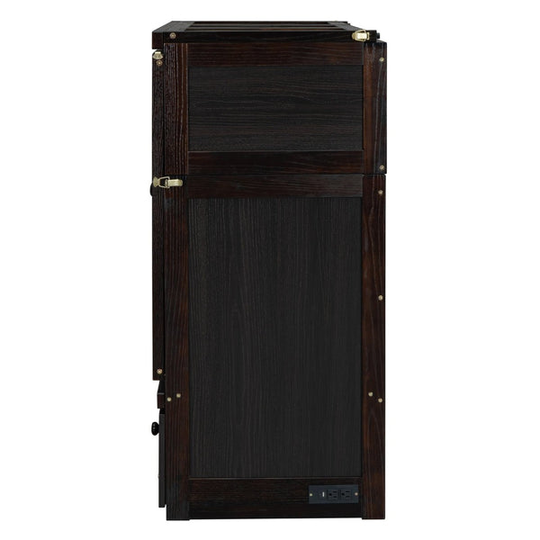 English Elm Full Size Wall Murphy Bed Cabinet with Storage Drawer and Built-in Usb Charging Espresso N708P205903P