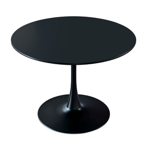 English Elm 42.1"black Tulip Pedestal Round Dining Table Mid Century Mdf Top Seats Six W234P405171