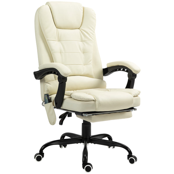 English Elm Vinsetto Ergonomic Home Office Chair with Mesh Back, Lumbar Support, Recline to 135° & Wheels Cream White W2225P250032