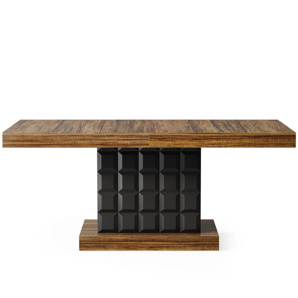 English Elm Natural Farmhouse Bar Table with U-shaped Top and Rustic Slat Detailing for Entertaining T3971P464146
