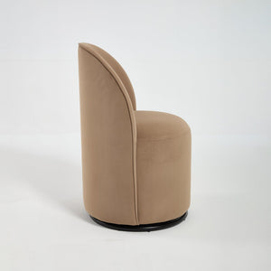 English Elm Set Velvet Swivel Barrel Accent Chair Mid Century Ergonomic Seat for Dining Vanity Brown W3244P308283