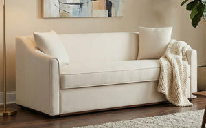 English Elm Modern Chenille Three Seater Sofa with Rubberwood Base and Wrap Around Arms for Living Room Beige N763S000110A