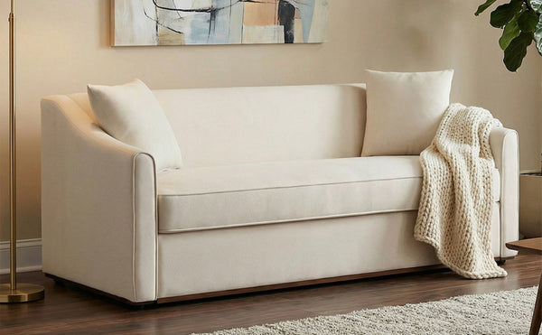 English Elm Modern Chenille Three Seater Sofa with Rubberwood Base and Wrap Around Arms for Living Room Beige N763S000110A