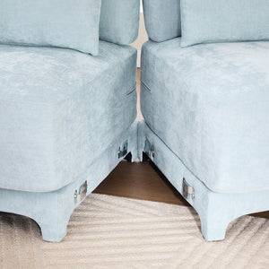 English Elm Two Seater Chenille Sofa with Ottoman Ergonomic Tufted Loveseat for Modern Living Rooms W714S01205