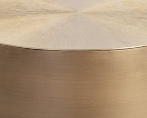 Sunpan Creed End Table - Hand-Hammered Drum Design with Captivating Finish for Stylish Living Spaces Antique Gold