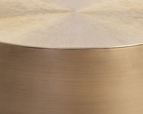 Sunpan Creed End Table - Hand-Hammered Drum Design with Captivating Finish for Stylish Living Spaces Antique Gold