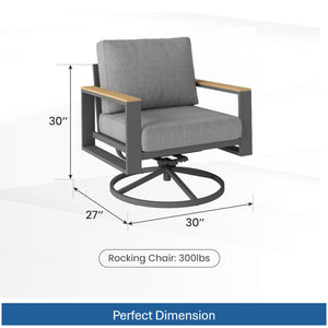 English Elm All-weather Swivel Rocking Aluminum Outdoor Dining Chairs with Cushioned Ergonomic Seats B082P455164