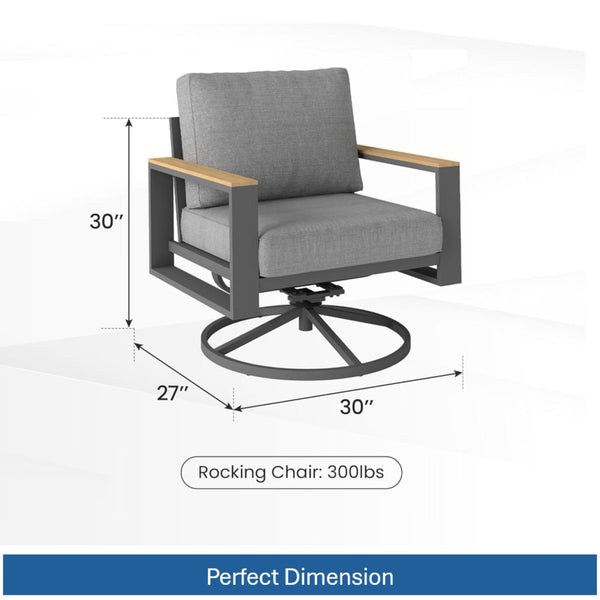English Elm All-weather Swivel Rocking Aluminum Outdoor Dining Chairs with Cushioned Ergonomic Seats B082P455164