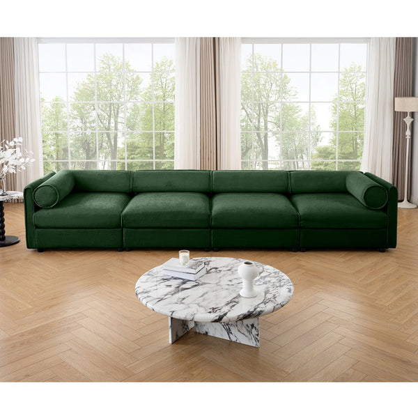 English Elm Modular 4-Seat Sectional Sofa With Ergonomic Support, Storage, And Luxurious Green Chenille Upholstery W714S01063