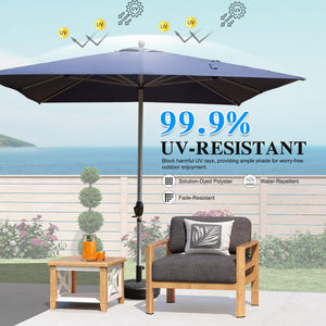 English Elm Rectangle Patio Umbrella with Crank Lift and Tilt, UV-Resistant 180G Polyester Canopy, Ventilated Shade (Base Not Included) Navy Blue W1859P353557