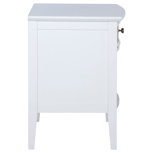 English Elm Talia Rattan Front Nightstand with Open Shelf White Coastal Bedroom Storage B062P440321