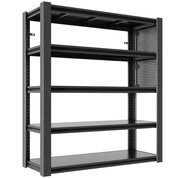 English Elm 72"h Five Tier Steel Garage Shelving Rack with Pegboard Adjustable Heavy Duty T2398P463332