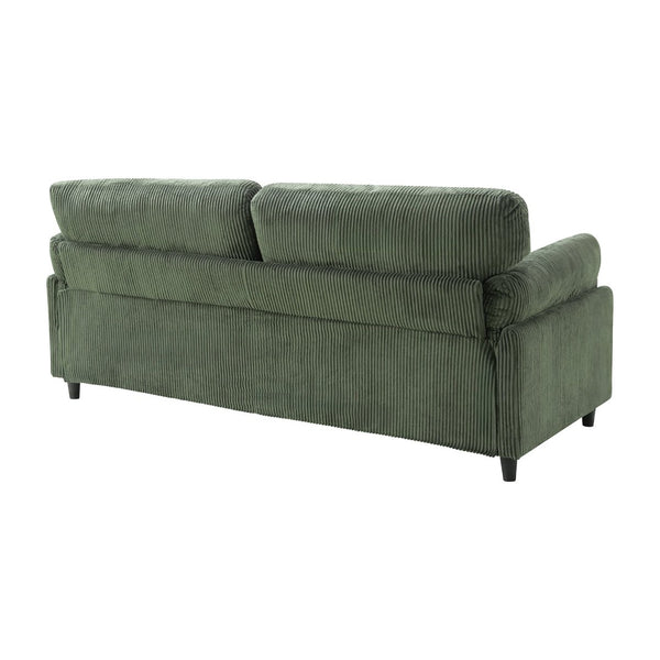 English Elm 82.6" Corduroy Mid-century Loveseat Ribbed Fabric Sofa Solid Wood Tapered Legs 2 Seater Green W5515P488387