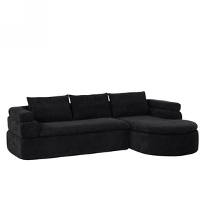 English Elm 106" L-shaped Sectional Sofa Modular Chaise Lounge Neutral Fabric Living Room Black N771P396321H_N771P396322H