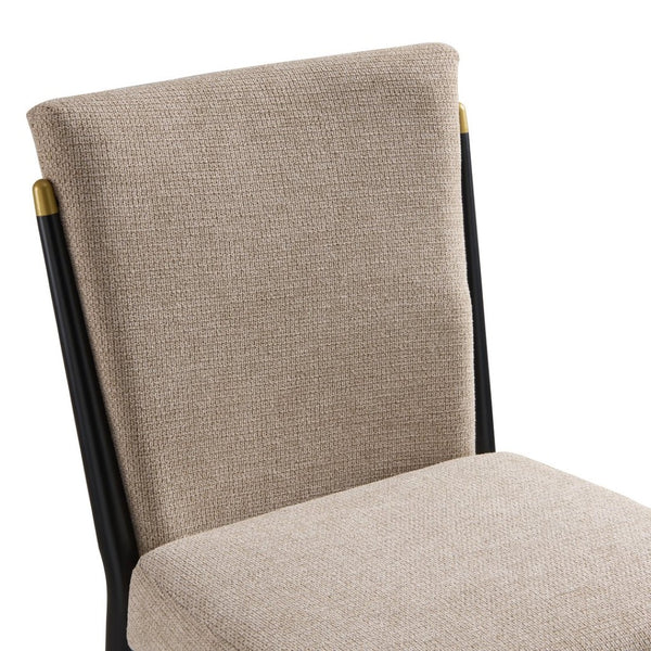 English Elm Modern Armless Counter Stools Set of 2 Upholstered Iron Frame with Gold Accents Black+Brown N771P345828H