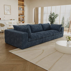 English Elm 118.2" Modular Cloud Sofa Corduroy Upholstered Deep Seat Lounge for Living Room Blue W2824S00192