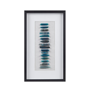 JLA Home INK+IVY - Framed Blue Agate Shadowbox Gallery Wall Art – Hand-Set Genuine Agate Slices, Glass Front, 28x20 MT95B-0064