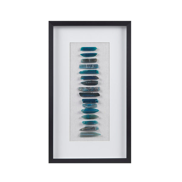 JLA Home INK+IVY - Framed Blue Agate Shadowbox Gallery Wall Art – Hand-Set Genuine Agate Slices, Glass Front, 28x20 MT95B-0064