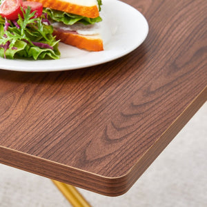English Elm Modern Adjustable Lift Table Walnut Grain Mdf Top Slim Metal Legs Home Office Use Dark Walnut,Gold W1151P302106