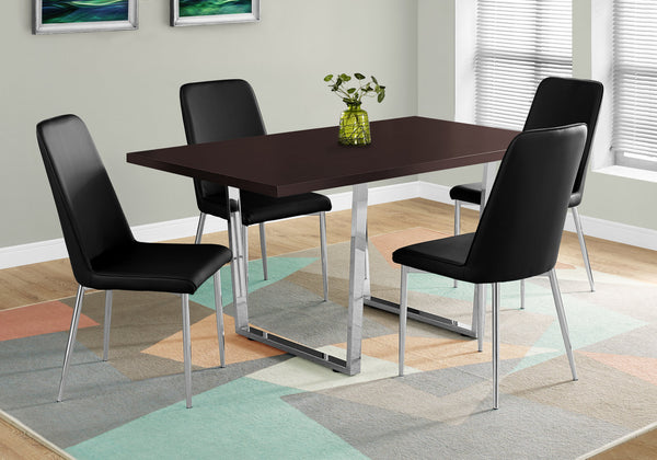 English Elm Dining Table - 60" Rectangular Espresso Laminate With Chrome Legs - Modern & Versatile Design For Any Space B2710P286992