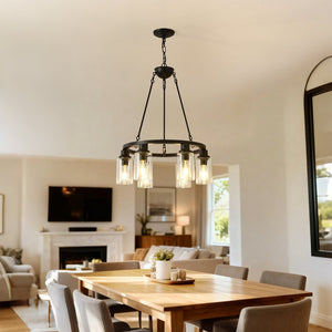 English Elm Modern Gold Branch Chandelier with Crystal Pendants for Dining and Living Rooms W5008P390857
