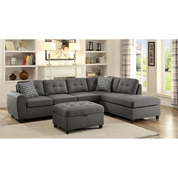 English Elm Balta Modern Grey Button-Tufted Sectional Sofa with Removable Cushions, Reversible Layout, Sleek Comfort B062S01151