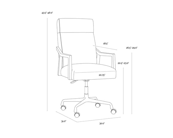 Sunpan COLLIN Office Chair - Luxurious Saloon Light Grey Leather with Warm Oak Arms for Elegance & Comfort 110541