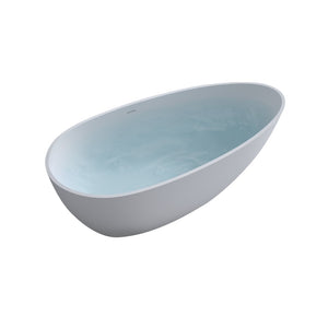 English Elm 59'' Freestanding Resin Stone Soaking Tub Sculptural Matte Finish with Overflow Drain W2753P191227