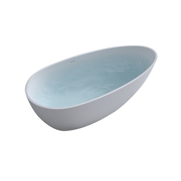 English Elm 59'' Freestanding Resin Stone Soaking Tub Sculptural Matte Finish with Overflow Drain W2753P191227