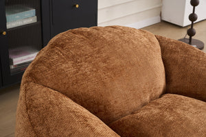 English Elm Foam Memory Foam Bean Bag Chair with Plush Chenille Cover, Large 42" Round Comfortable Lounger Orange W2915P283420