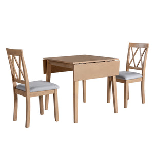 English Elm Foldable Extendable Dining Table Set with Drop Leaves and 4 Upholstered Chairs for Small Spaces Natural N752S010617A